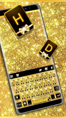 Glitter Golden Bow Theme android App screenshot 3